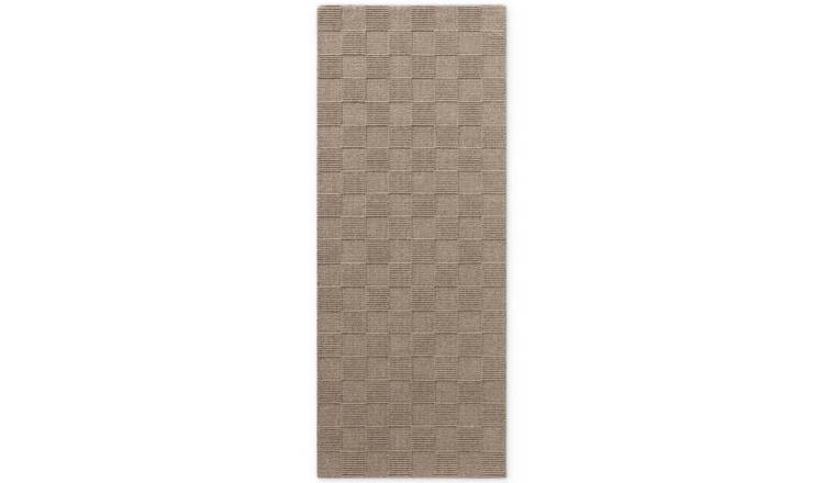 Hanse Home Beige Scala Geometric Checkered Runner Rug - 80 x 200cm