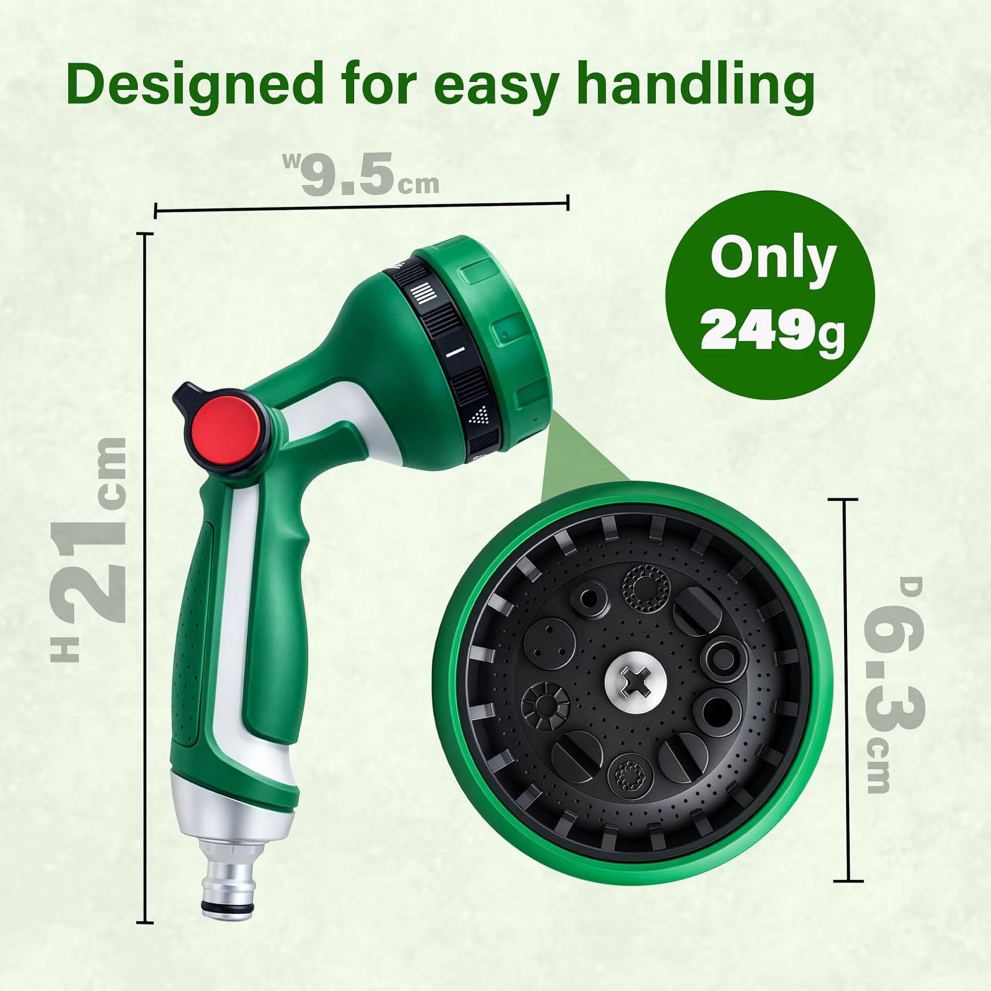 Greenera Garden Hose Pipe Spray Water Garden Sprayer 10 Patterns Watering - Image 3