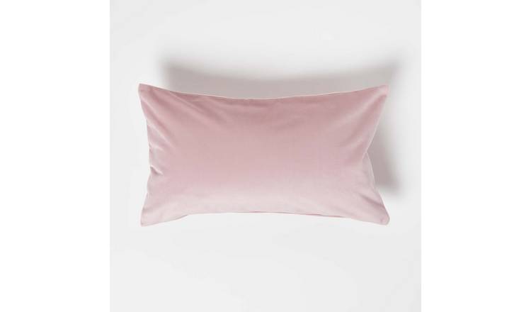 Homescapes Pink Velvet Bolster Cushion - 30 x 50 cm
