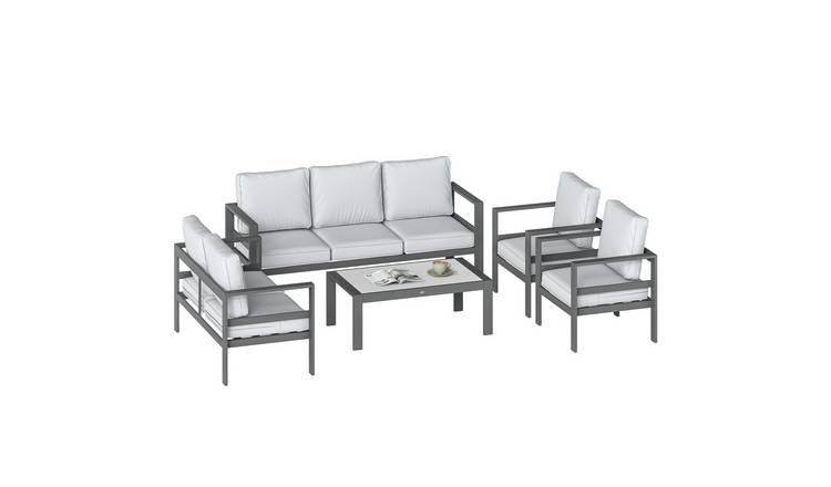 Outsunny 7 Seater Aluminium Garden Furniture Set - Dark Grey