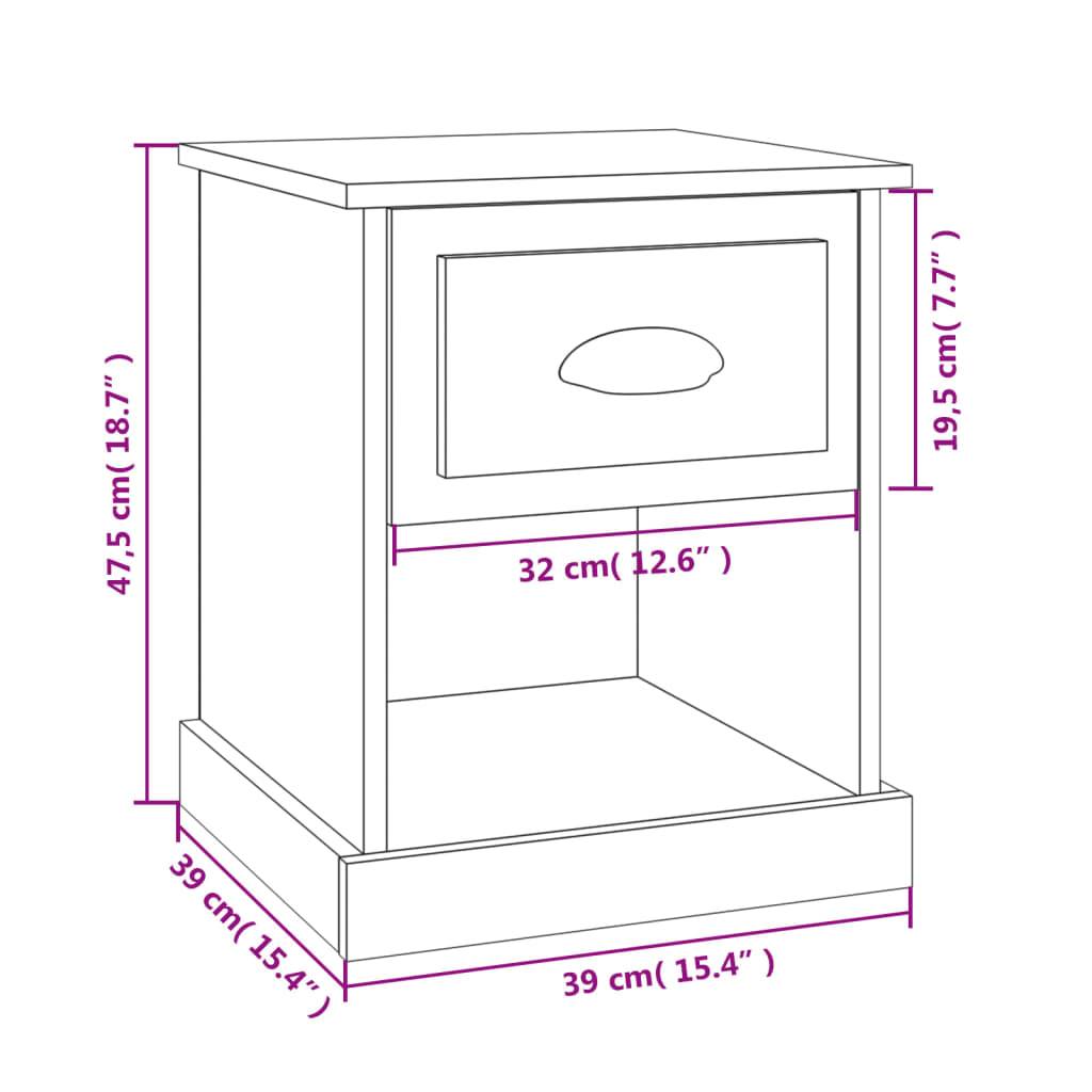 Walplus Pack of 2 Bedside Cabinet - Dark Oak - 39 x 39 x 47.5 cm - Image 9