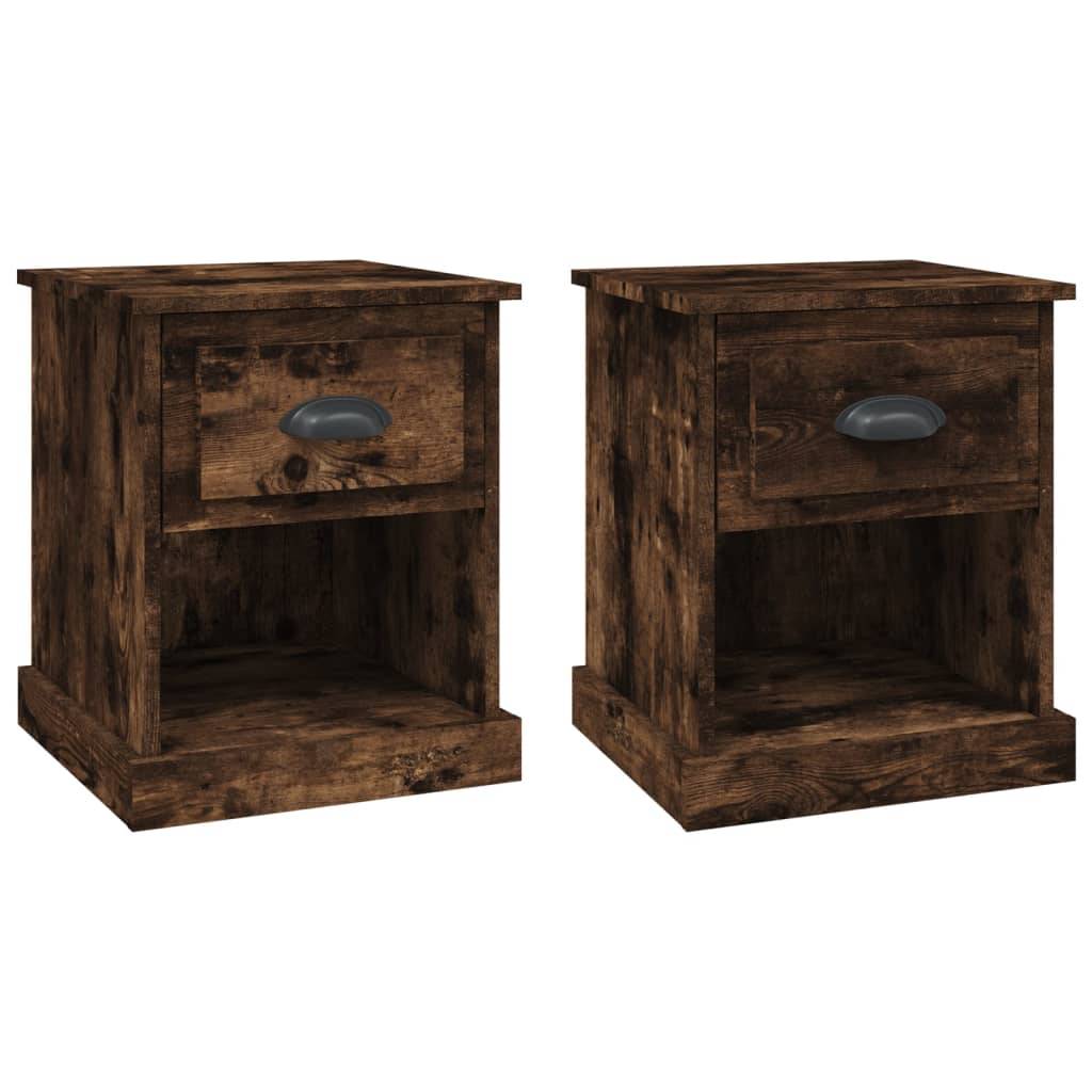 Walplus Pack of 2 Bedside Cabinet - Dark Oak - 39 x 39 x 47.5 cm - Image 2