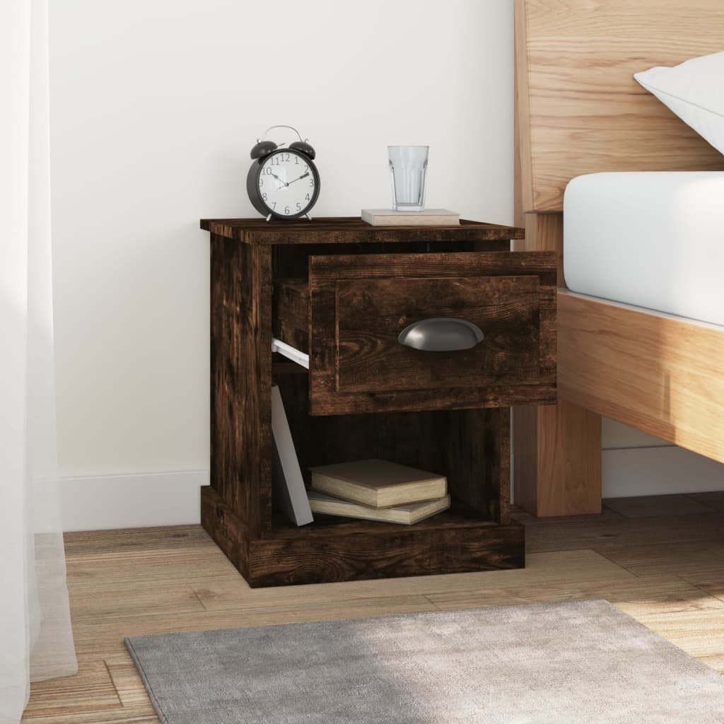 Walplus Pack of 2 Bedside Cabinet - Dark Oak - 39 x 39 x 47.5 cm - Image 4
