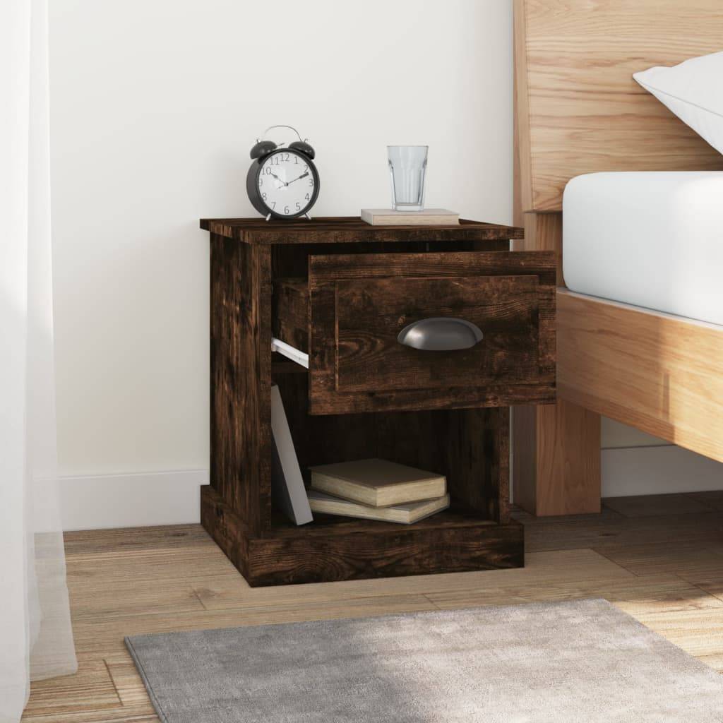 Walplus Pack of 2 Bedside Cabinet - Dark Oak - 39 x 39 x 47.5 cm - Image 4