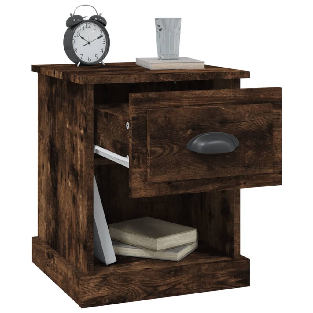Walplus Pack of 2 Bedside Cabinet - Dark Oak - 39 x 39 x 47.5 cm - Image 6