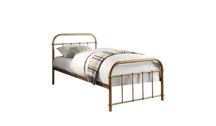 Slumberworks Tewin Vintage Single Bed Frame – Brass