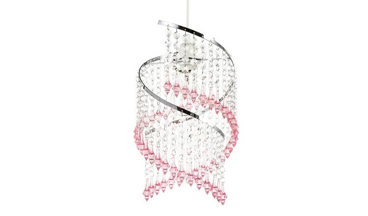 Happy Homewares Pink Spiral Waterfall with Coloured Pendant Shade - 18cm