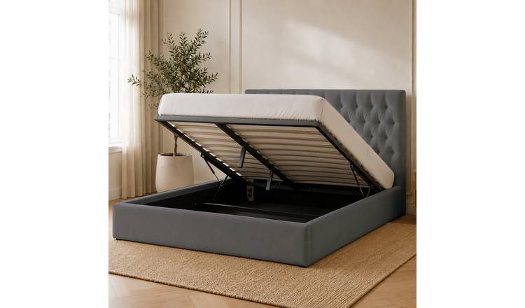 Snuggle Beds Elizabeth Double Fabric Ottoman Bed Frame - Charcoal