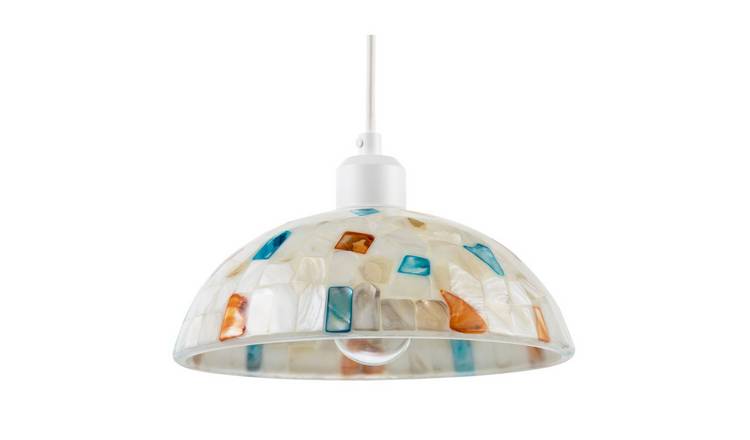 Happy Homewares Cream Mother of Pearl Mosaic Dome Pendant Shade - 25cm