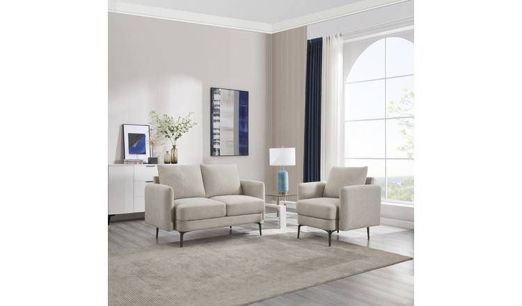 Furniture Online Sofia Linen 1+2 Seater Sofa Set - Beige
