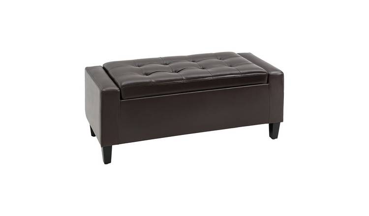 HOMCOM PU Leather Storage Ottoman Bench with Flipping Top - Brown