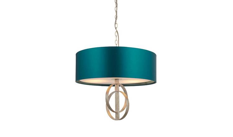 Loops Direct Steel and Teal Satin Pendant Light - Antique Silver