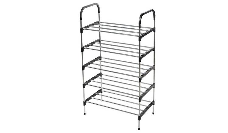Living and Home 5 Shelf Open Shoe Rack - Black