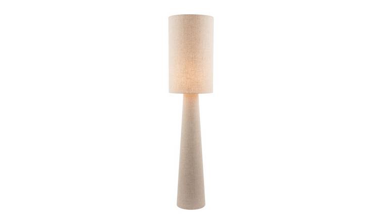 Happy Homewares Brown Natural Oatmeal Linen with Fabric Floor Lamp - 30cm