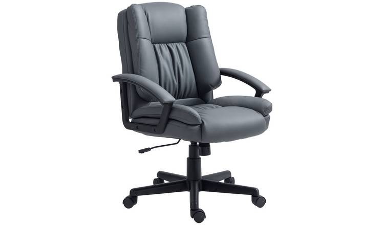 HOMCOM Faux Leather Adjustable Swivel Office Desk Chair - Dark Grey