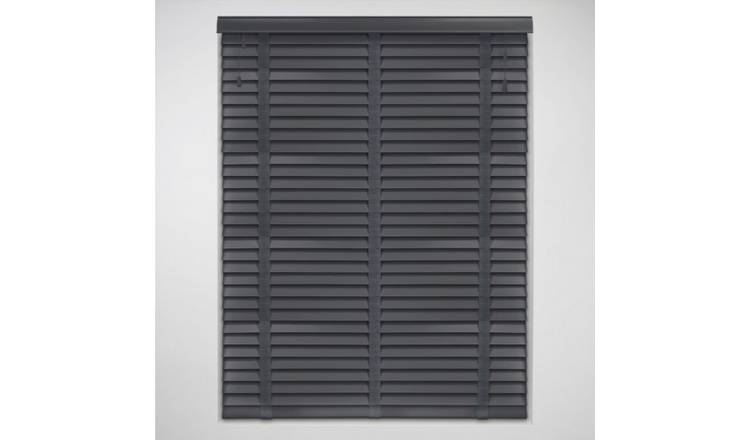 New Edge Blinds Slate Grey Real Wood Tape Venetian Blind - 155cm x 120cm