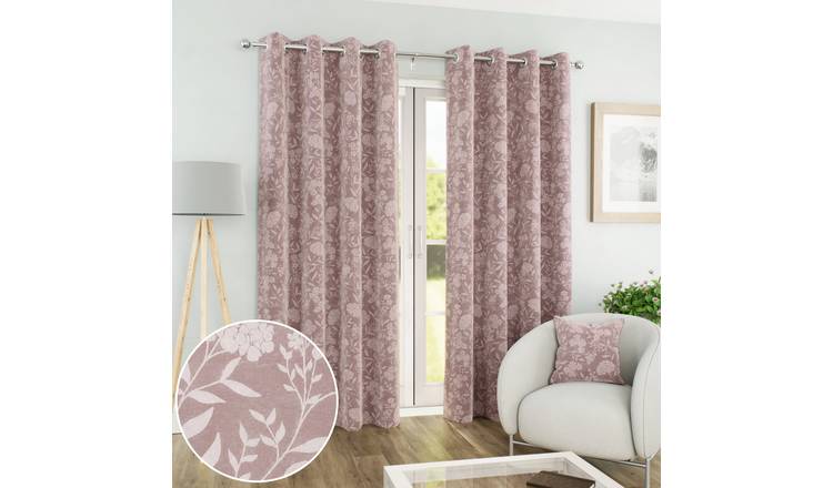 Enhanced Living Cuba Floral Blackout Eyelet Curtains - 117 x 137cm - Pink
