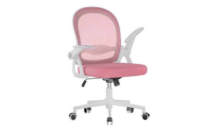 Rattantree Ergonomic Mesh Office Chair with Flip Up Armrests - Pink