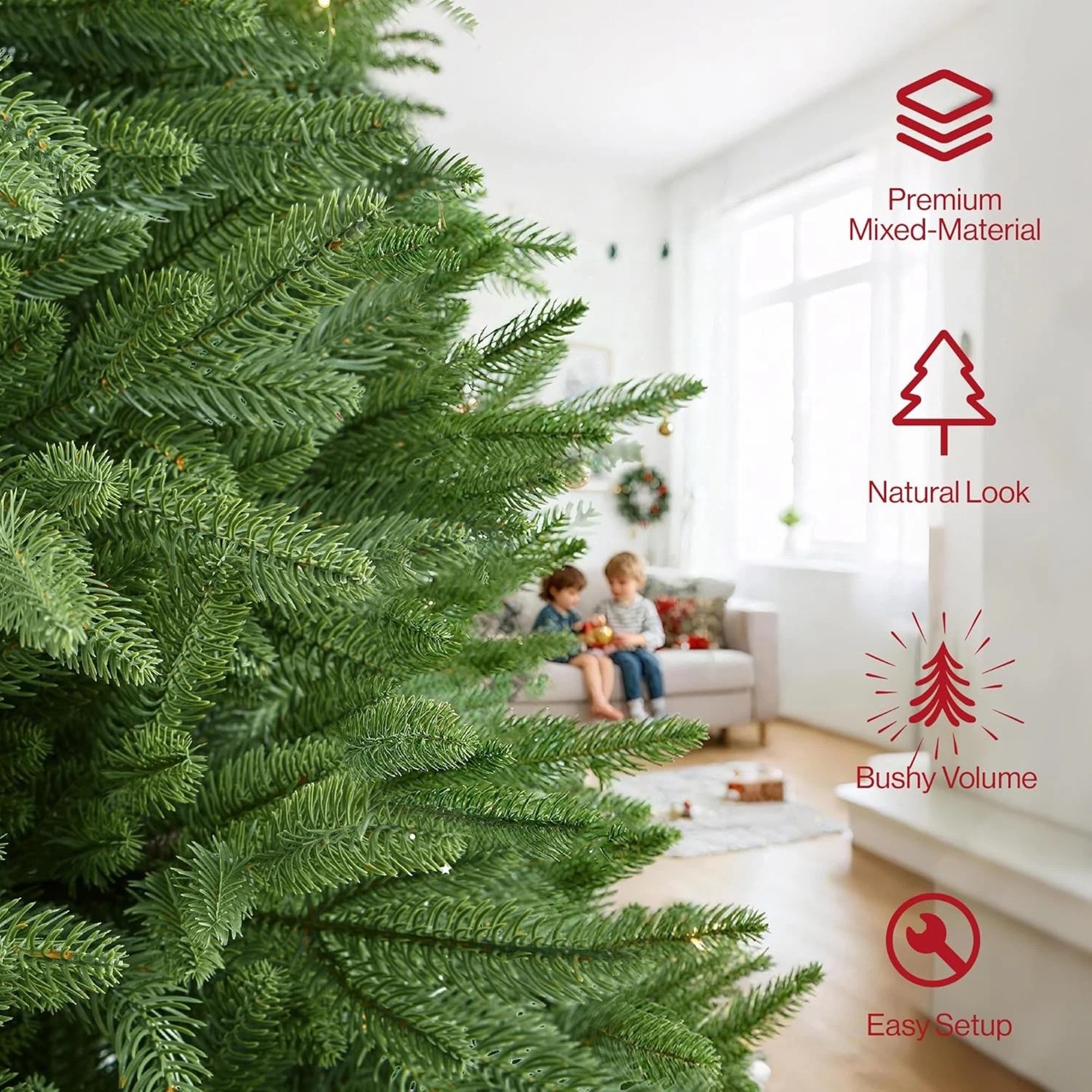 My Christmas 7ft Artificial PE Christmas Tree with 1350 Tips - Green - Image 3
