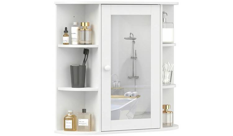 HOMCOM Wall Mounted Bathroom Cabinet with Mirror Single Door - White