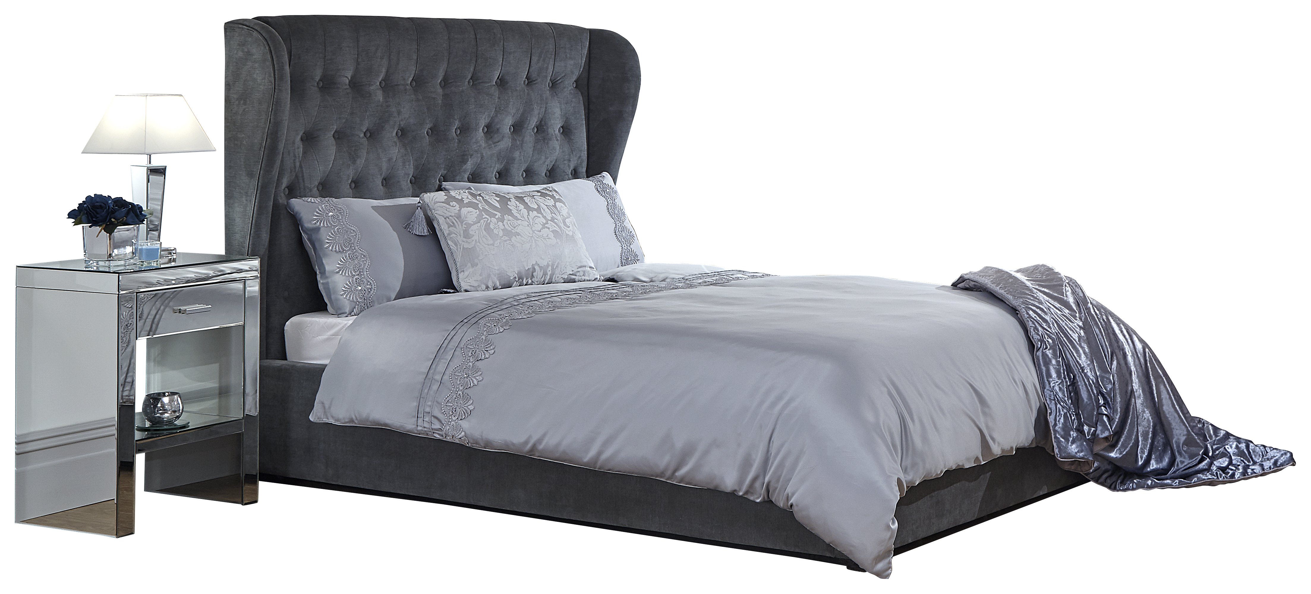 GFW Dakota King Size Chenille End Lift Ottoman Bed - Pewter - Image 3