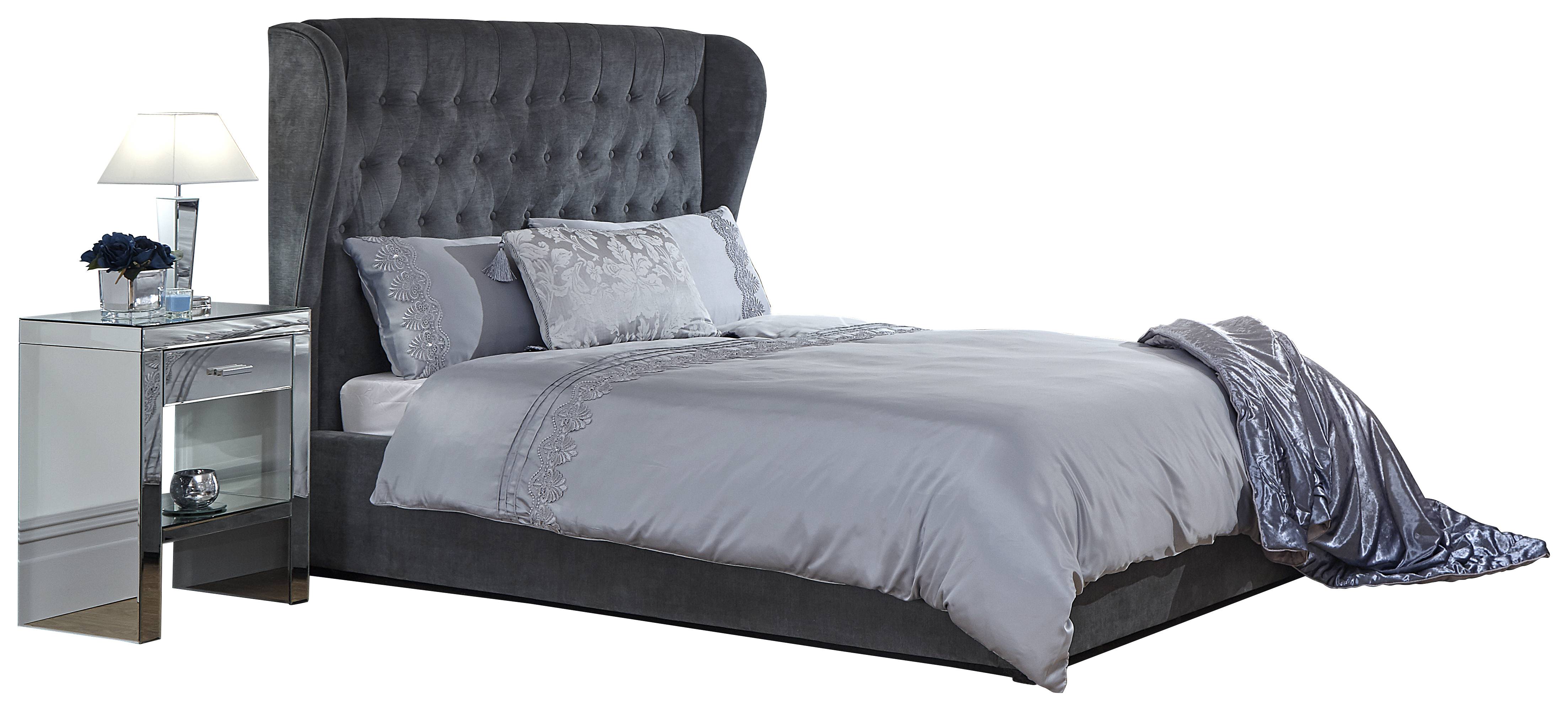 GFW Dakota King Size Chenille End Lift Ottoman Bed - Pewter - Image 3