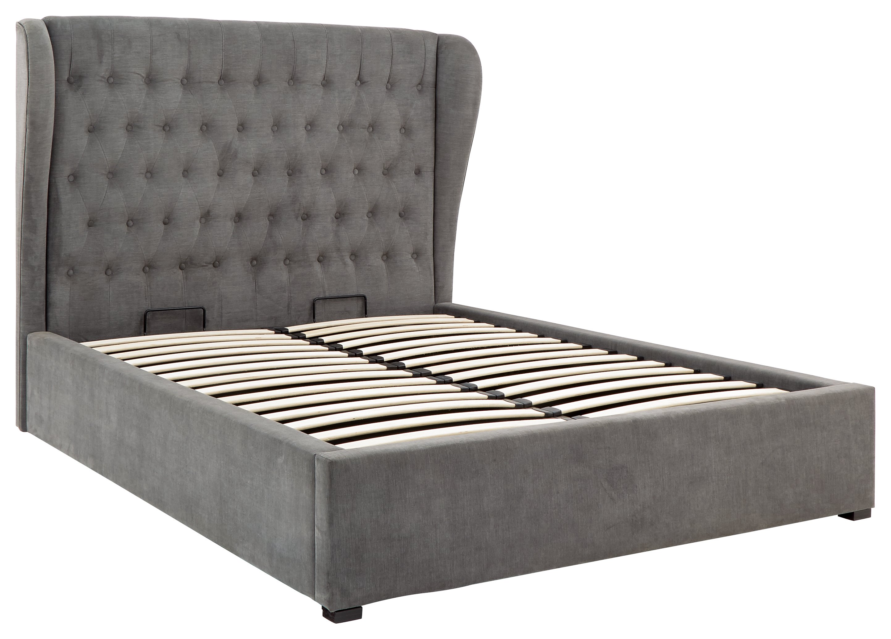 GFW Dakota King Size Chenille End Lift Ottoman Bed - Pewter - Image 4