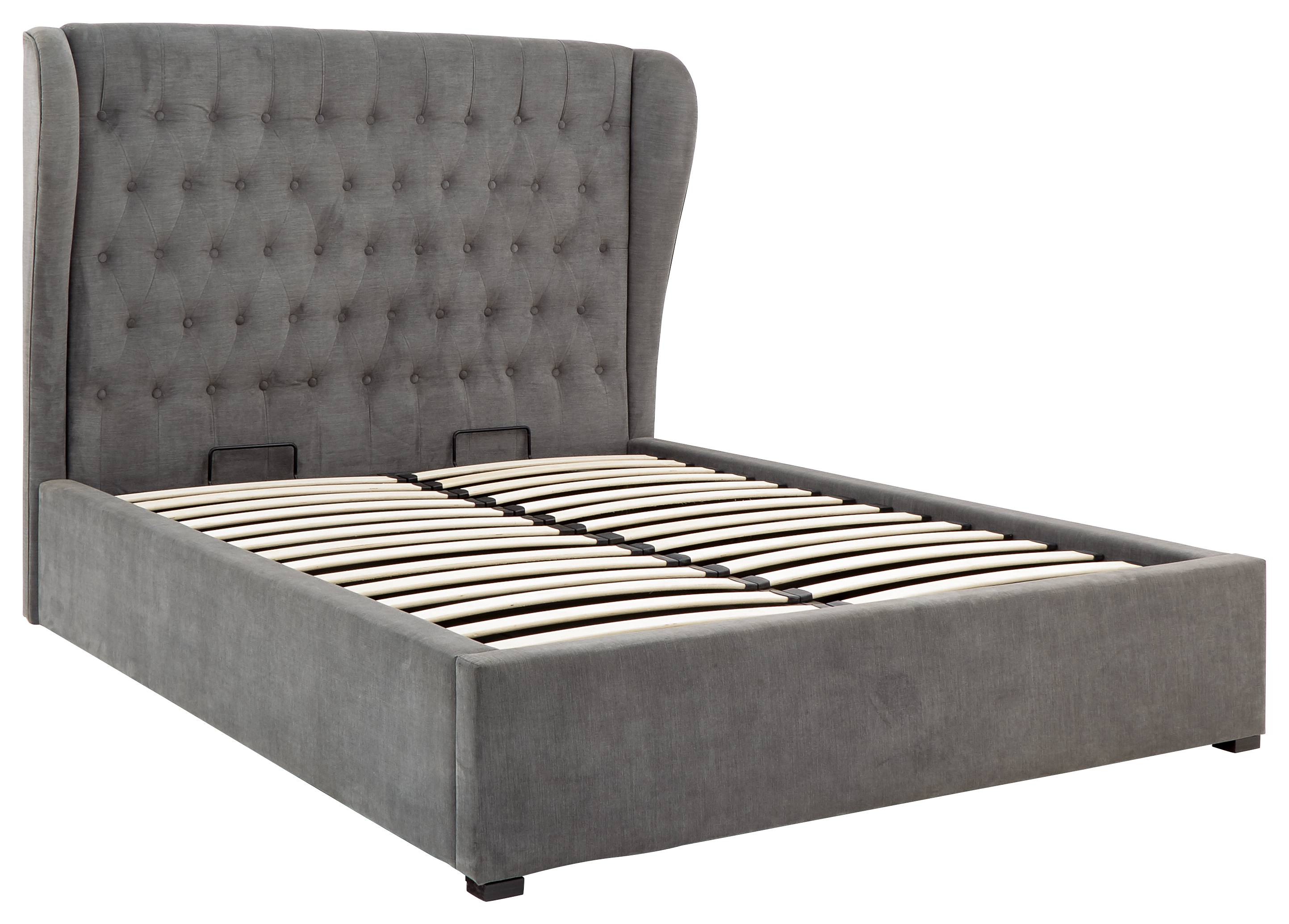 GFW Dakota King Size Chenille End Lift Ottoman Bed - Pewter - Image 4