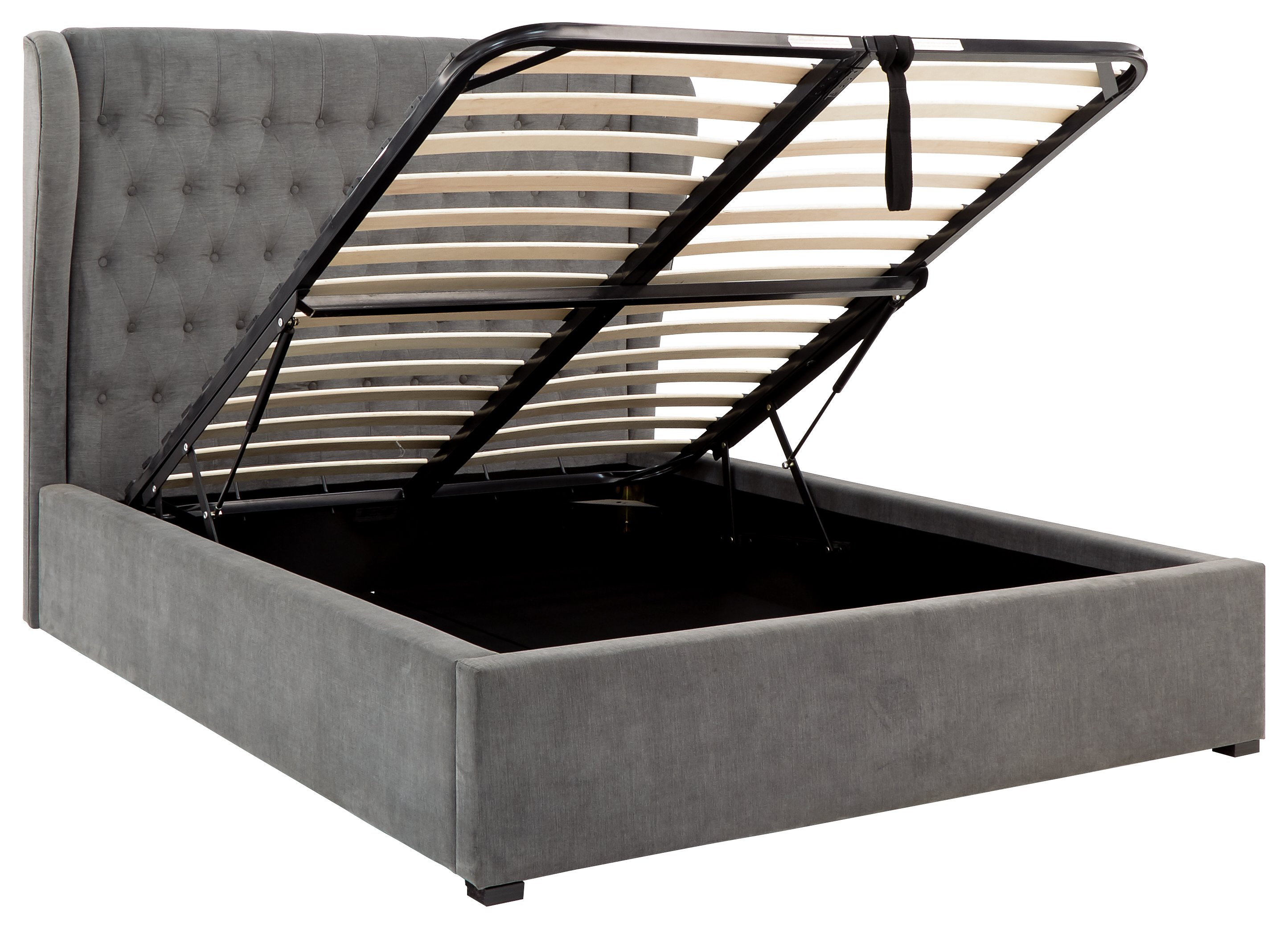 GFW Dakota King Size Chenille End Lift Ottoman Bed - Pewter - Image 5