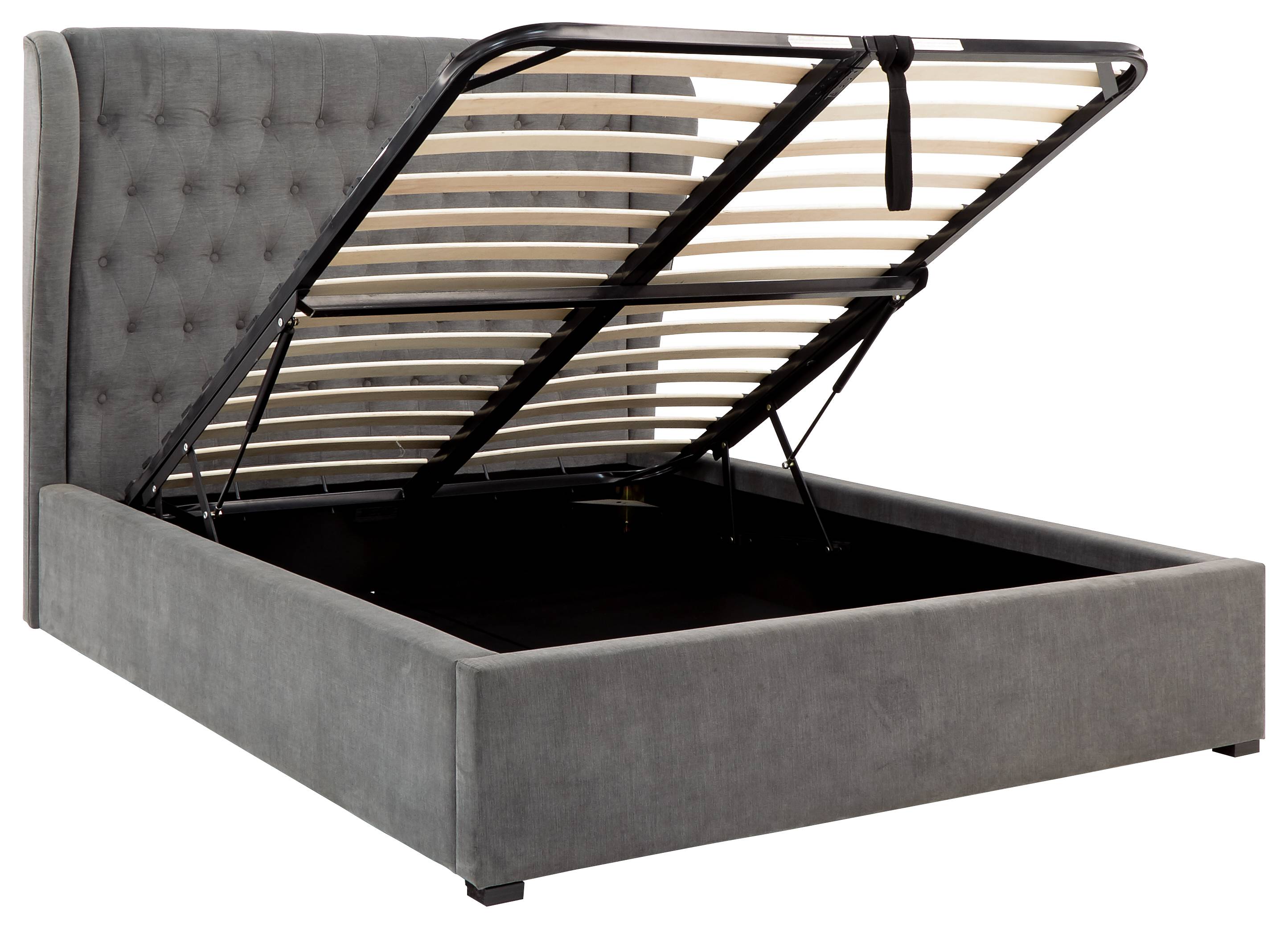 GFW Dakota King Size Chenille End Lift Ottoman Bed - Pewter - Image 5