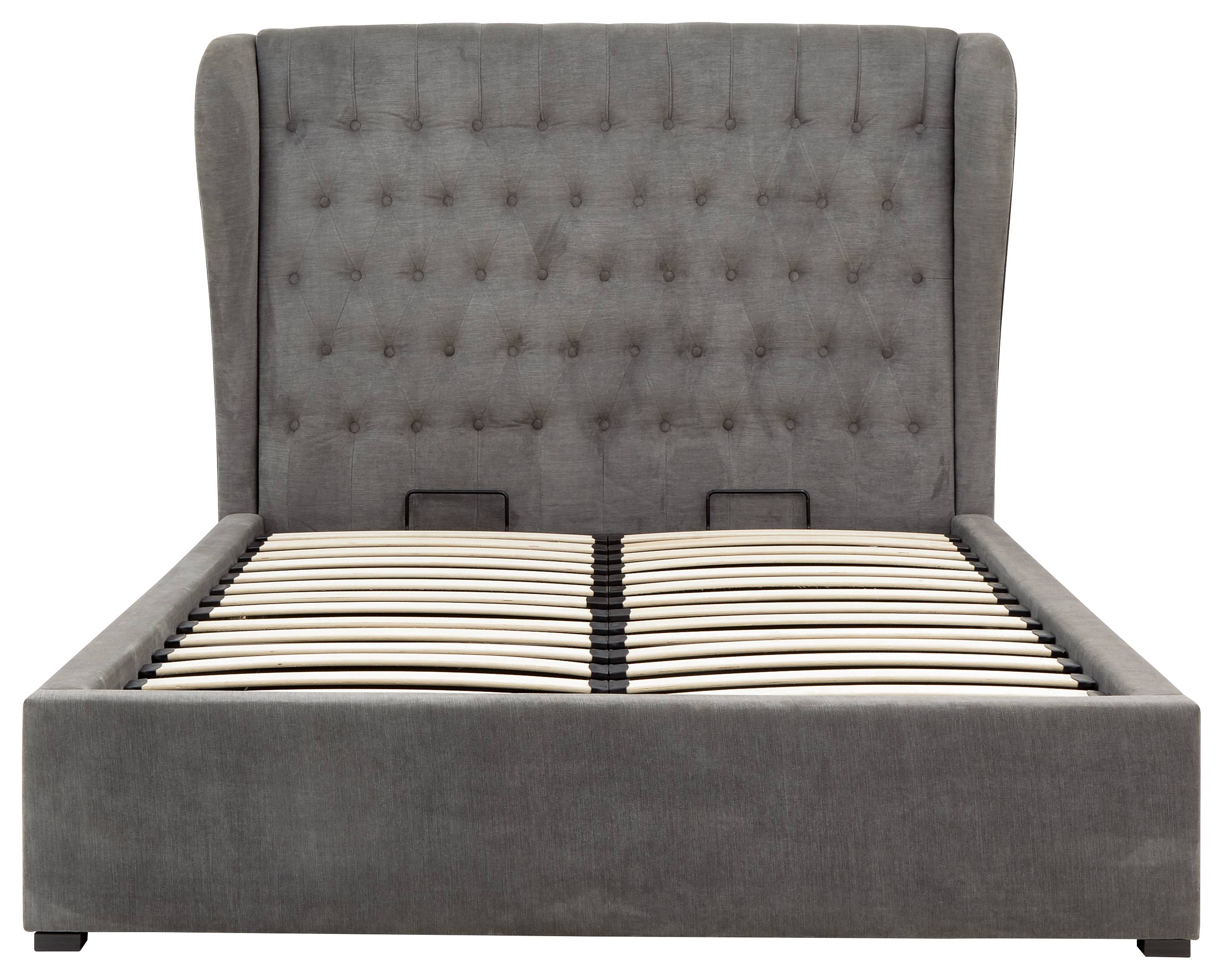 GFW Dakota King Size Chenille End Lift Ottoman Bed - Pewter - Image 6