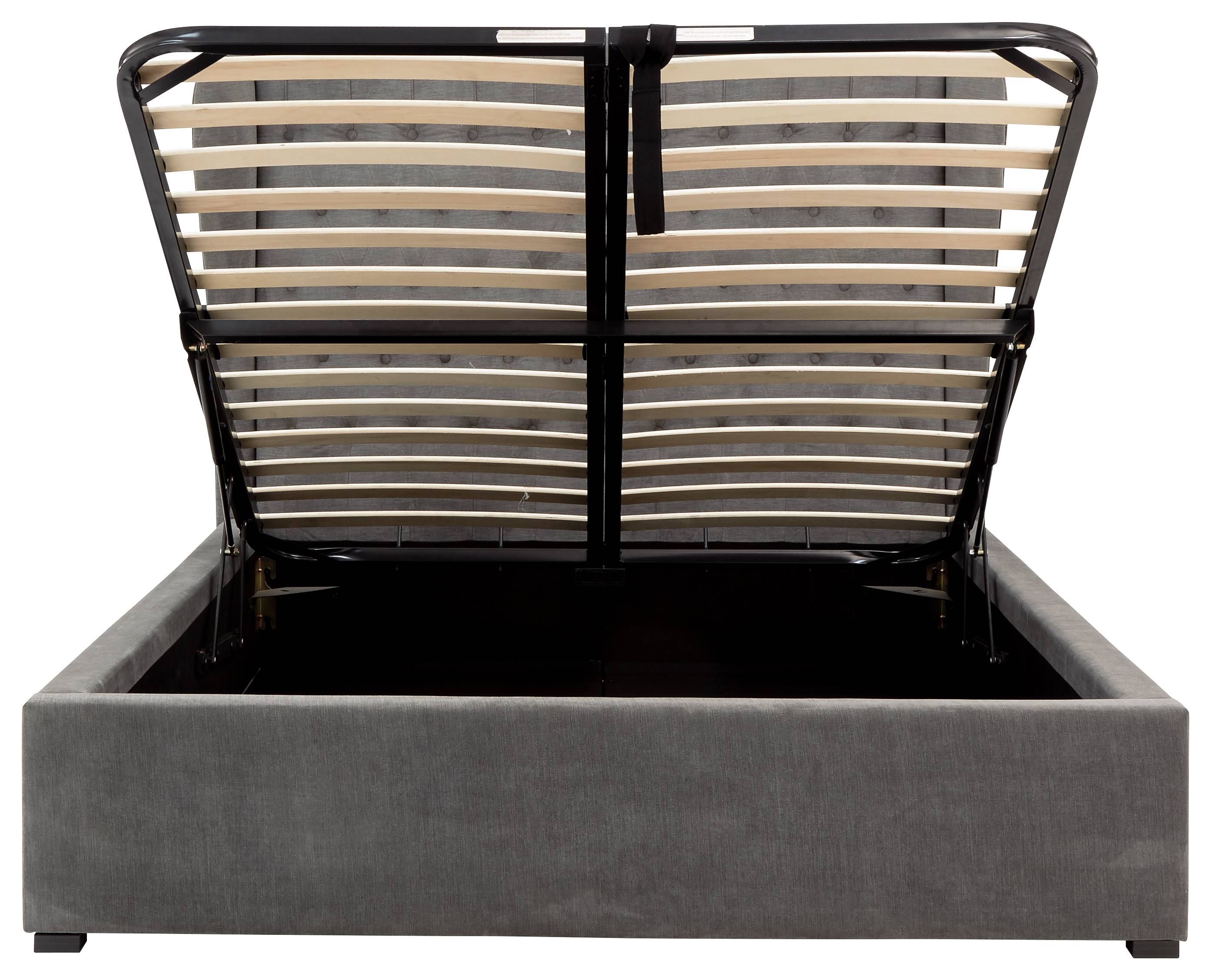 GFW Dakota King Size Chenille End Lift Ottoman Bed - Pewter - Image 7