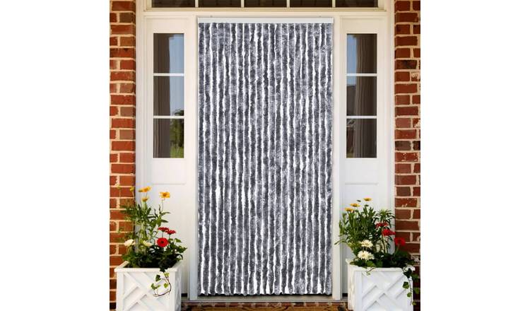 Walplus Chenille Insect Door Curtain - Silver - 90 x 200 cm