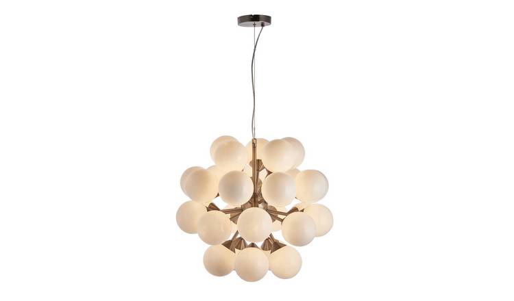 Loops Direct 55cm Satin Nickel Plate Pendant Light - Gloss White