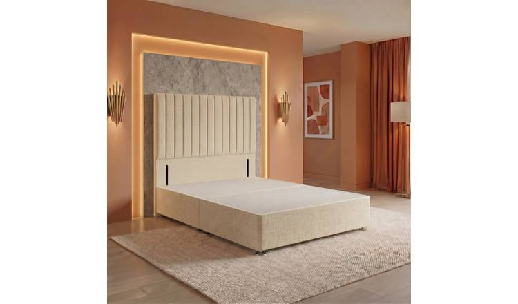 Somnior Heritage Linen Divan Base No Draw 54" Headboard - Beige/Single