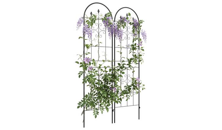 Outsunny Steel Garden Trellises – Black