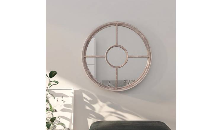 Walplus Round Iron Wall Mirror - Cream - 60 x 4 cm