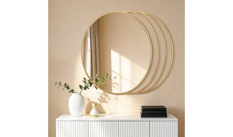 Charles Bentley Prague Weather Resistant Wall Mount Round Mirror - Gold