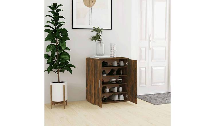 Walplus Engineered Wood Shoe Rack - Smoked Oak - 60 x 35 x 70 cm