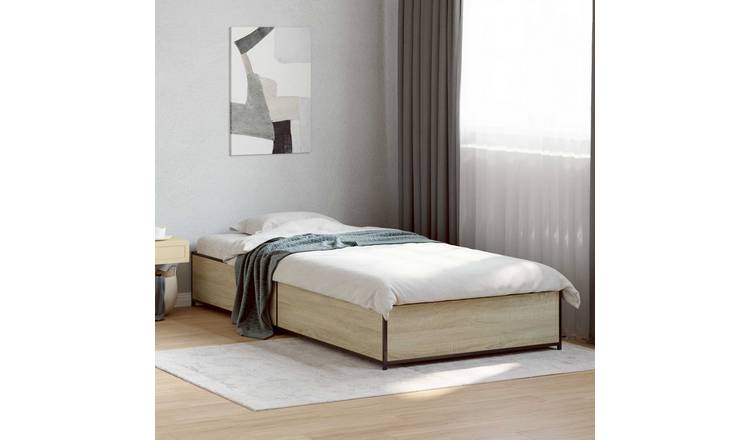 Walplus Engineered Wood Small Single Bed Frame Slatted Base - Sonoma Oak