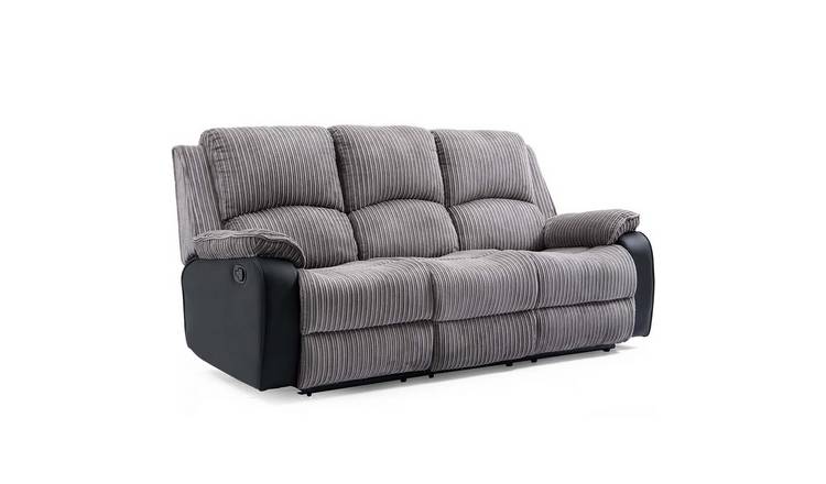 Furniture Online Postana Manual Recliner 3 Seater Fabric Sofa – Grey