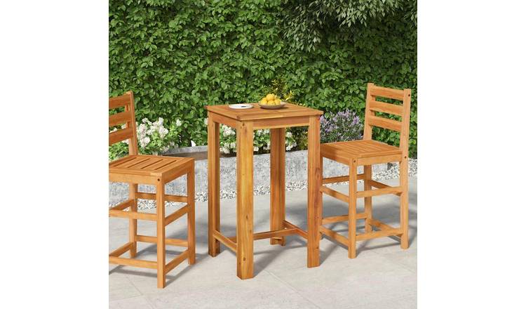 Walplus Solid Acacia Wood Garden Bar Table - Brown - 60 x 60 x 105 cm