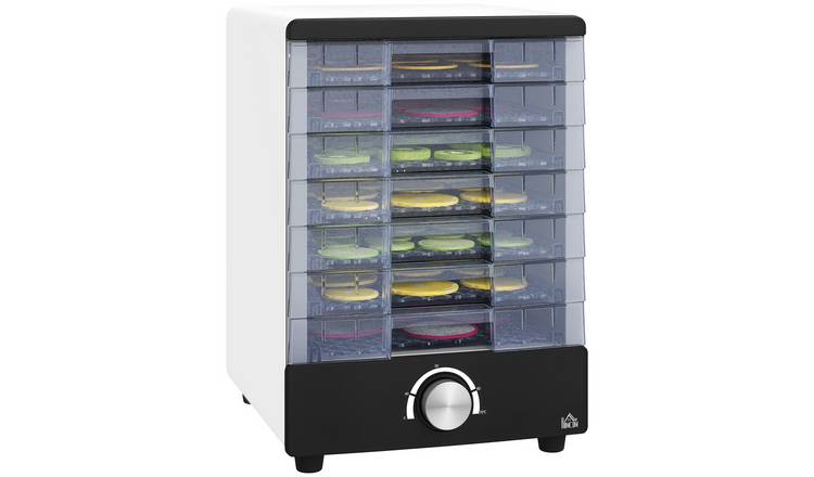 HOMCOM Adjustable Temperature Food Dehydrator with 7 Trays - White