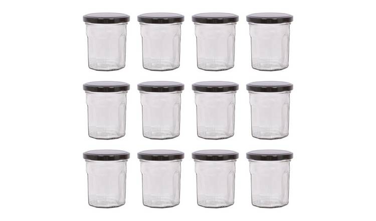 Argon Tableware Glass Jam Jars with Lids - Pack of 12