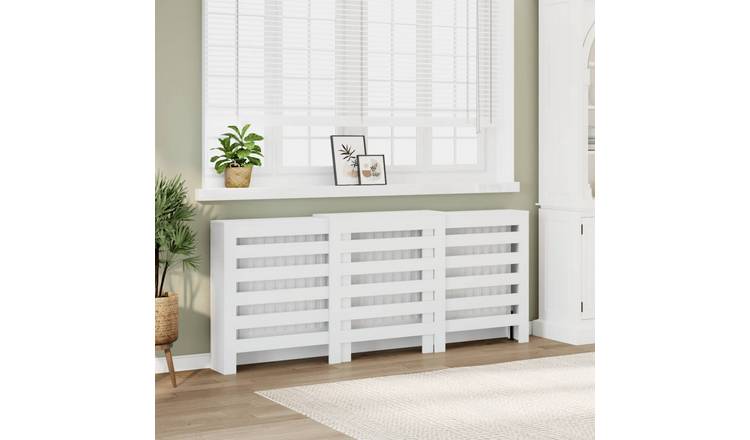 Walplus Engineered Wood Radiator Cover - White - 205 x 21.5 x 83.5 cm