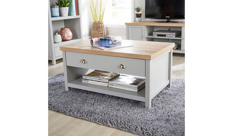 Home Source Avon 2 Drawer Open Coffee Table - Grey