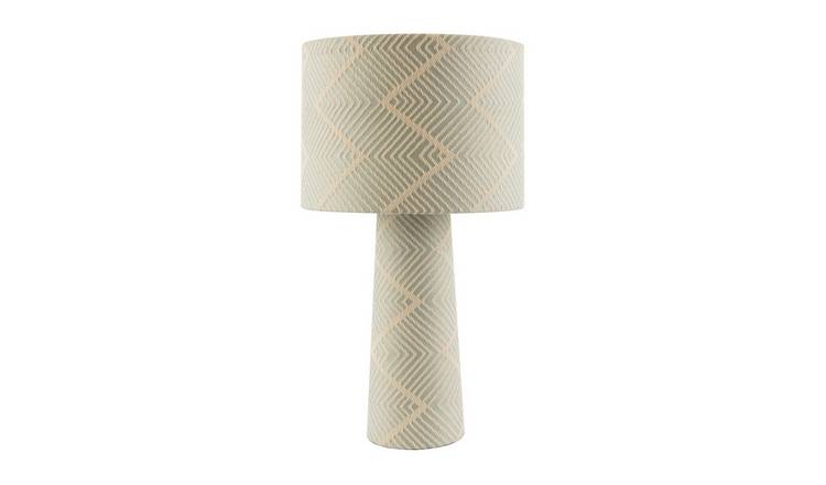 Happy Homewares Duck Egg and Cream Jacquard Zig Zag Table Lamp - 28cm