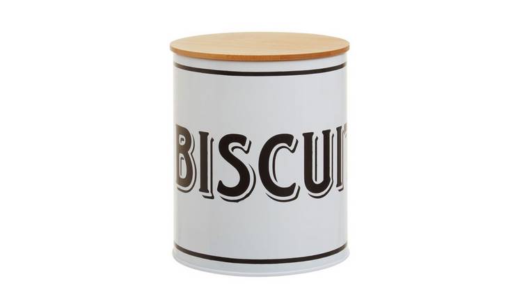 Orsina Grocer Metal Biscuit Canister – White