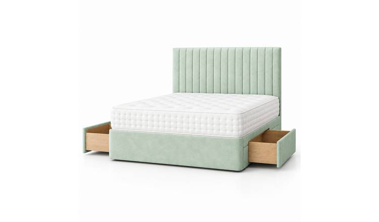 Comfy Deluxe 5ft King Size    2 Drawer Suede  Divan Bed Set -  Duck Egg