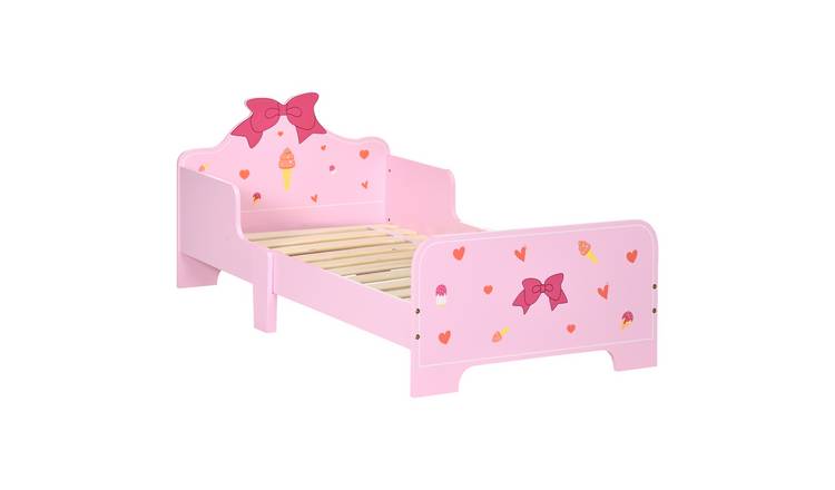 ZONEKIZ Bowknot Theme Wooden Kids Bed Frame - Pink